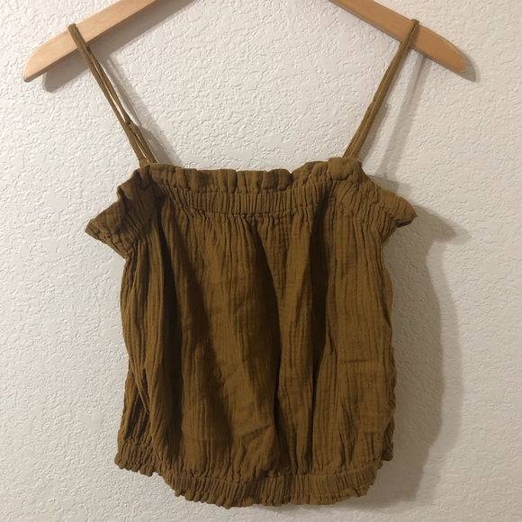 Anthropologie April Gauzy Cotton Tank in Gold - Size X Small - Picture 2 of 7